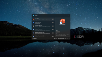 Screenshot of Command Palette after searching for PowerPoint, showing information about the app