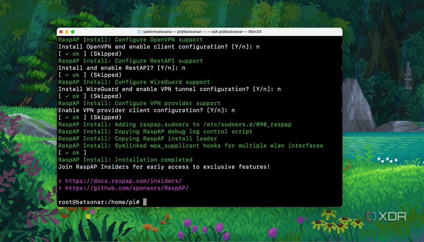 Completion of RaspAP installation on Raspberry Pi