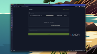 Screenshot of ConvertX's UI showing a file uploading