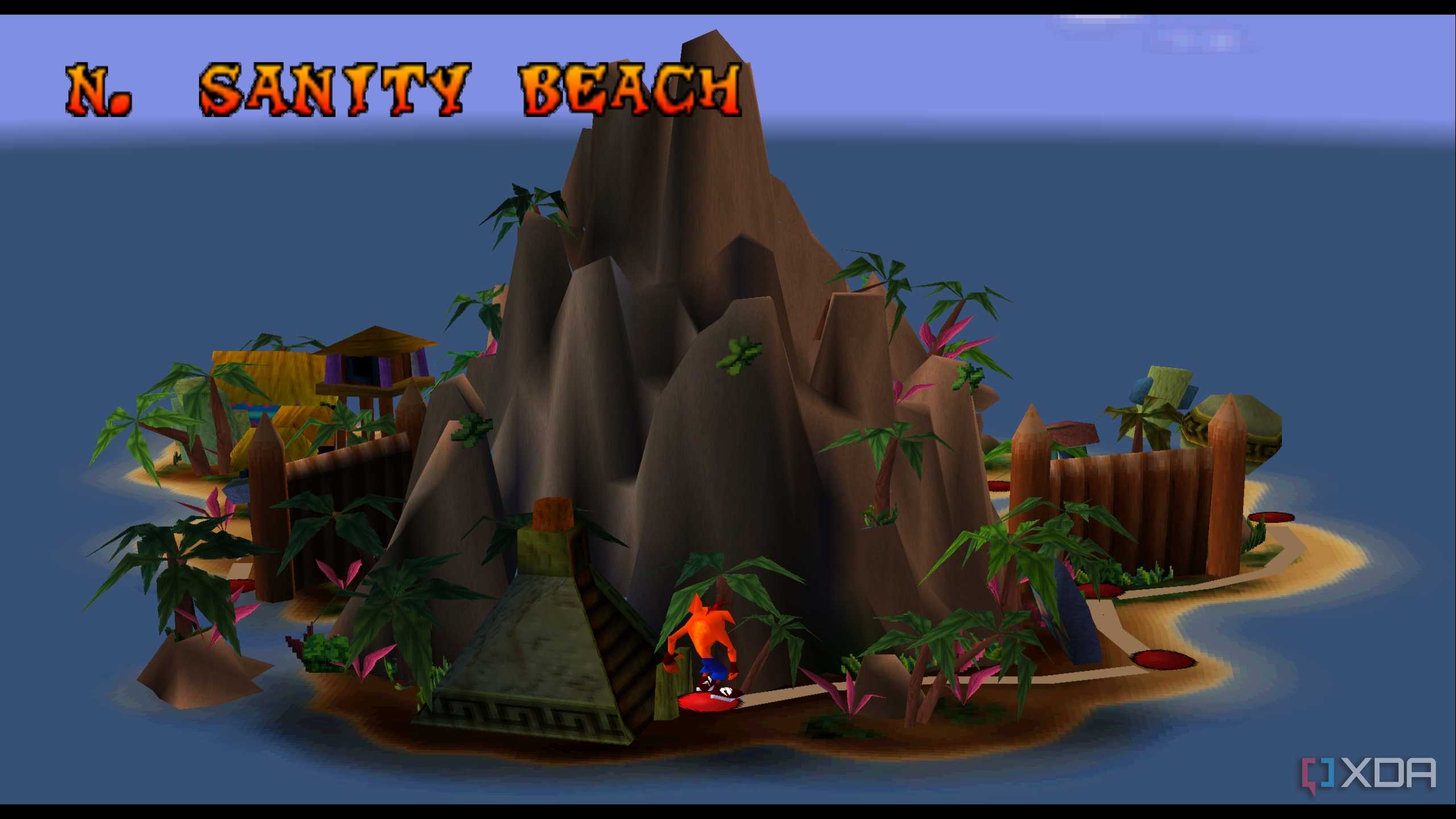 The island for map selection in PlayStation 1 game Crash Bandicoot.