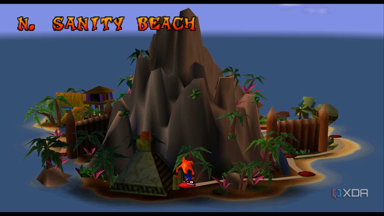 The island for map selection in PlayStation 1 game Crash Bandicoot.