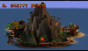 The island for map selection in PlayStation 1 game Crash Bandicoot.