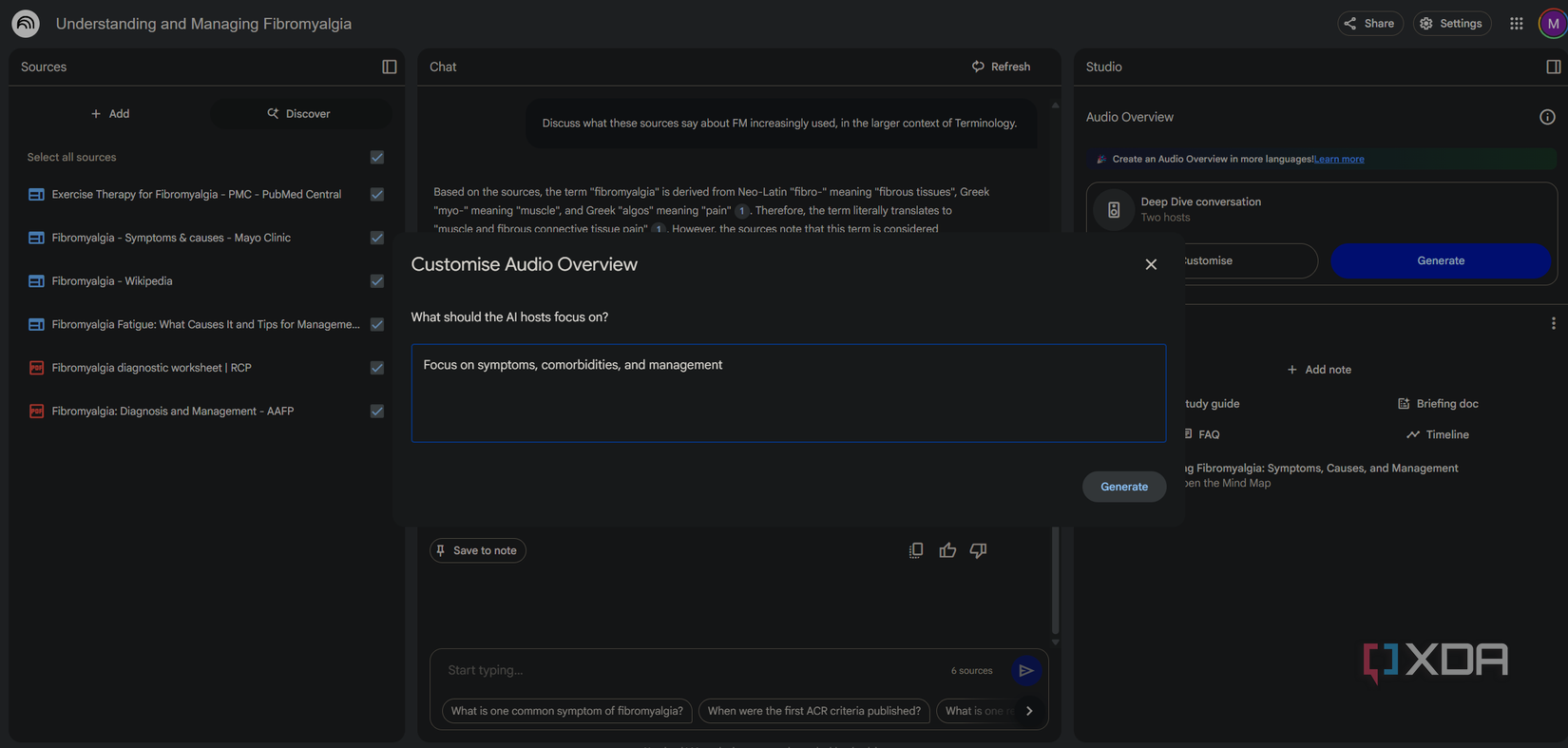customizing fibromyalgia audio overview in notebooklm