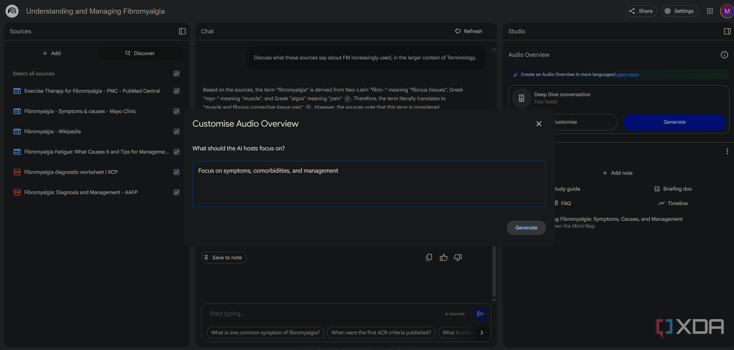 customizing fibromyalgia audio overview in notebooklm
