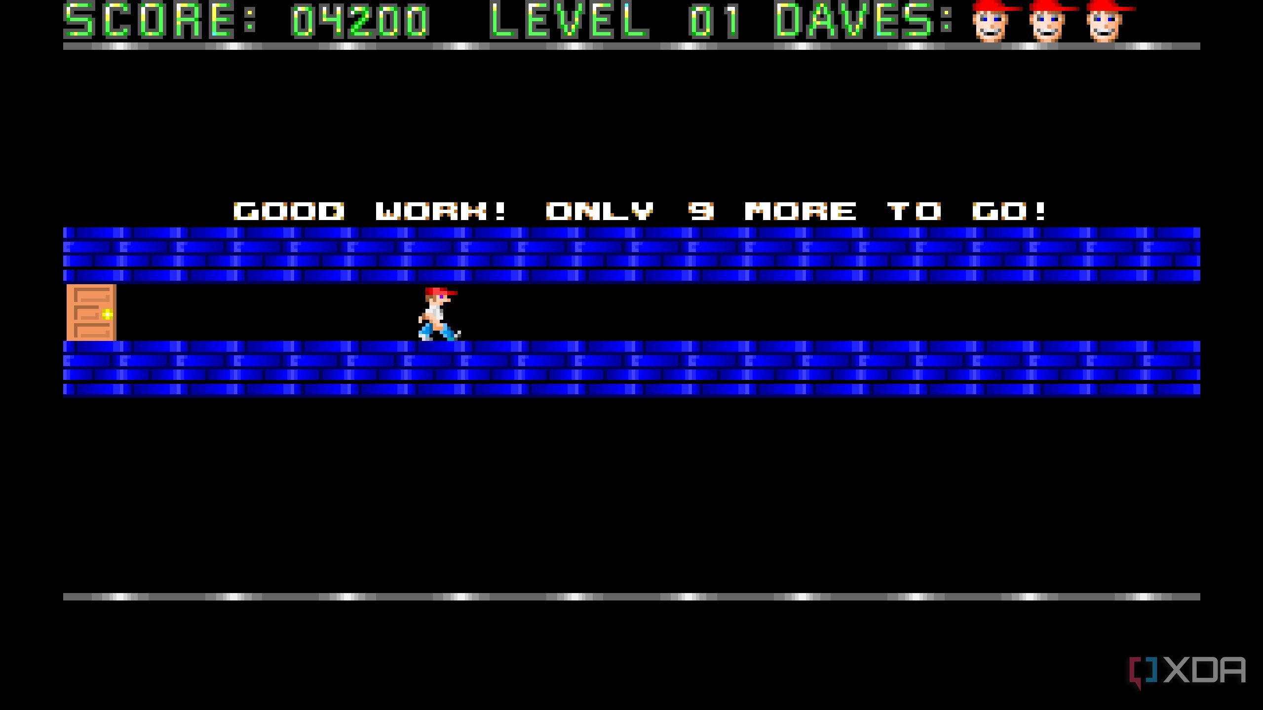 A screenshot from the 1988 DOS game, Dangerous Dave.