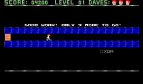 A screenshot from the 1988 DOS game, Dangerous Dave.