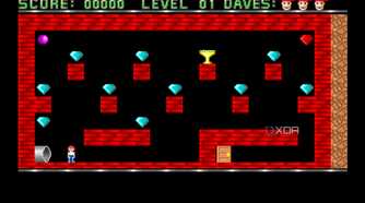 A screenshot from the 1988 DOS game, Dangerous Dave.