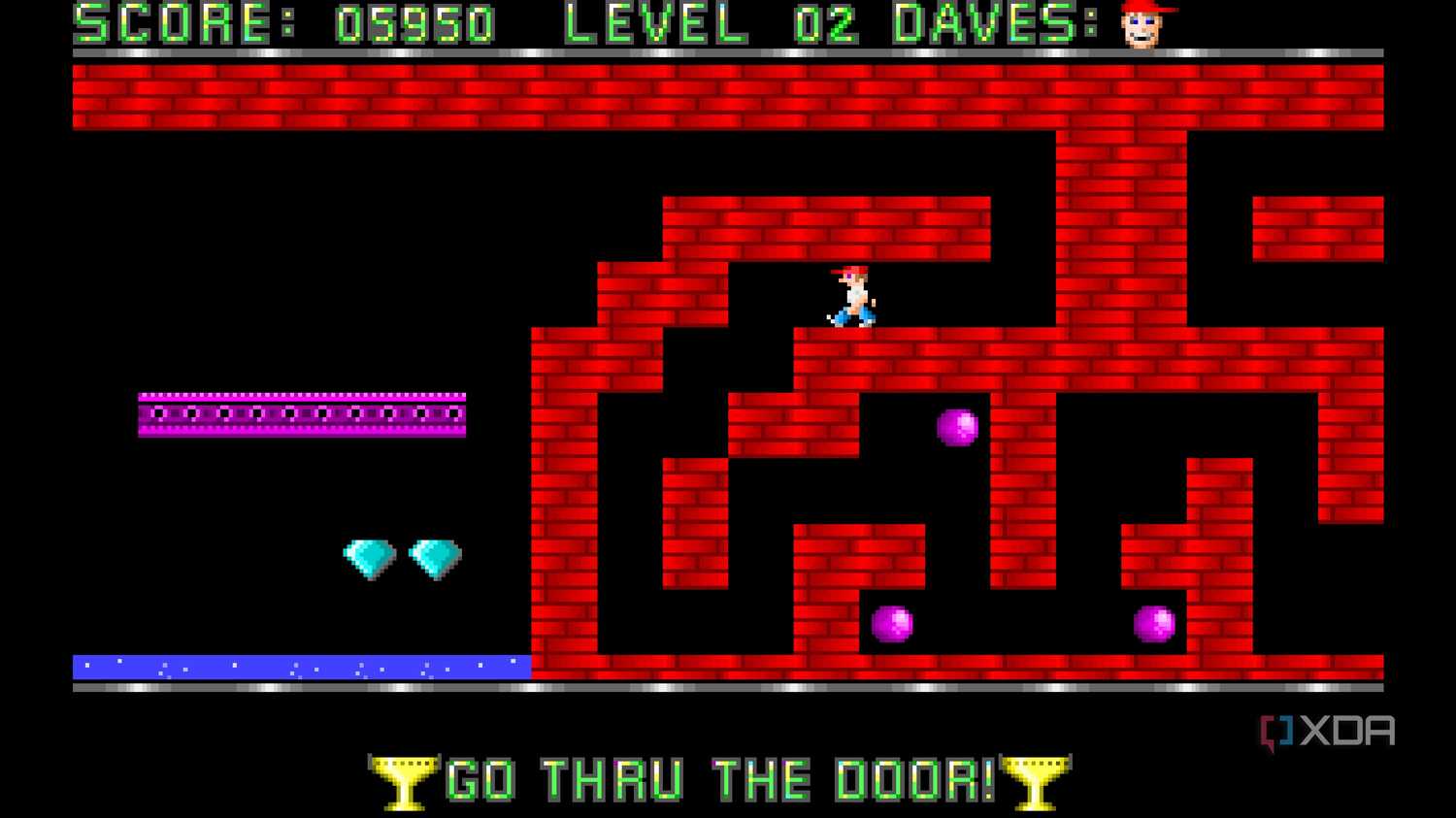 A screenshot from the 1988 DOS game, Dangerous Dave.