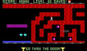 A screenshot from the 1988 DOS game, Dangerous Dave.