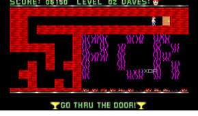 A screenshot from the 1988 DOS game, Dangerous Dave.