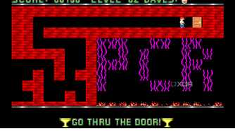 A screenshot from the 1988 DOS game, Dangerous Dave.