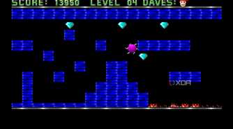 A screenshot from the 1988 DOS game, Dangerous Dave.