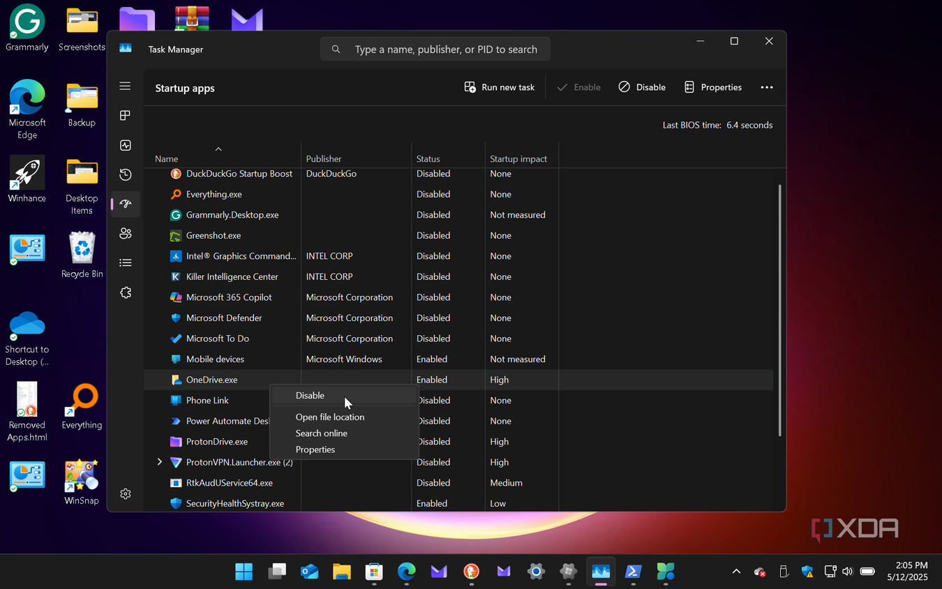 Shows how to disable startup apps from Task Manager on Windows 11