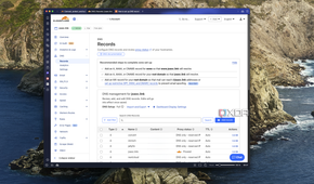 Screenshot of a DNS settings page in Cloudflare showing various DNS records for a domain