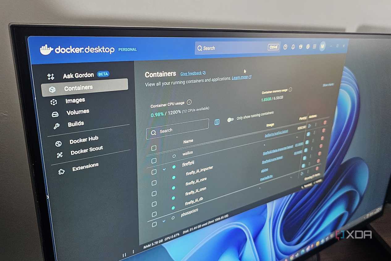 docker desktop on a windows pc screen