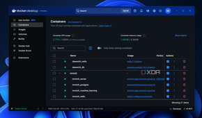docker desktop running on windows with a variety of containers