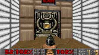 A screenshot from the 1993 MS-DOS game, Doom.