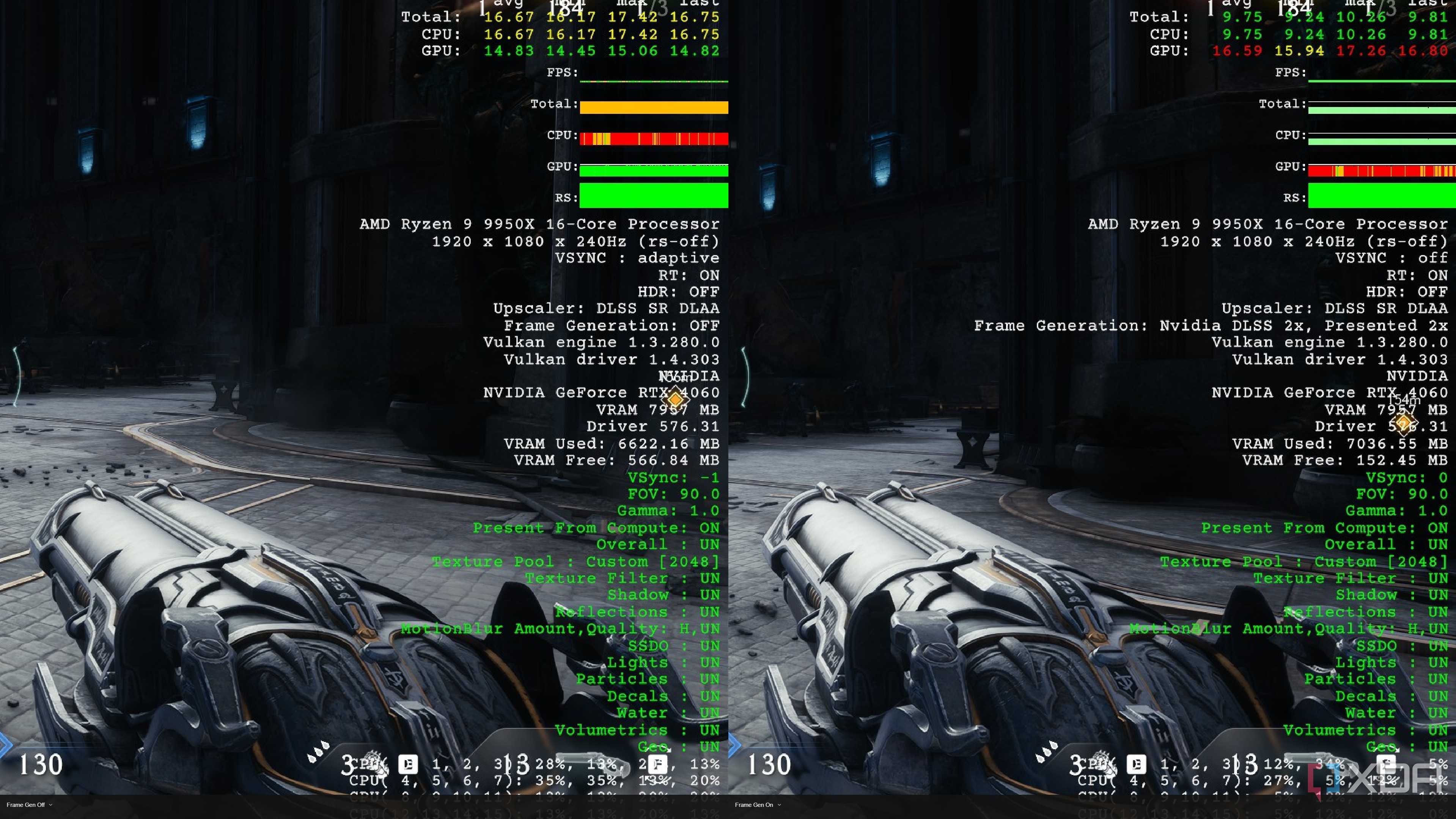 Doom frame generation comparison