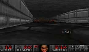 The Doom marine falling to his death in PlayStation 1 game Doom.
