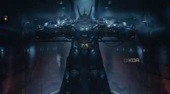 A gray Atlan Mech in Doom: The Dark Ages.