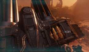 The Super Minigun weapon of the Atlan Mech in Doom: The Dark Ages.