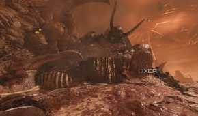 A fallen Atlan Mech in hell in Doom: The Dark Ages.
