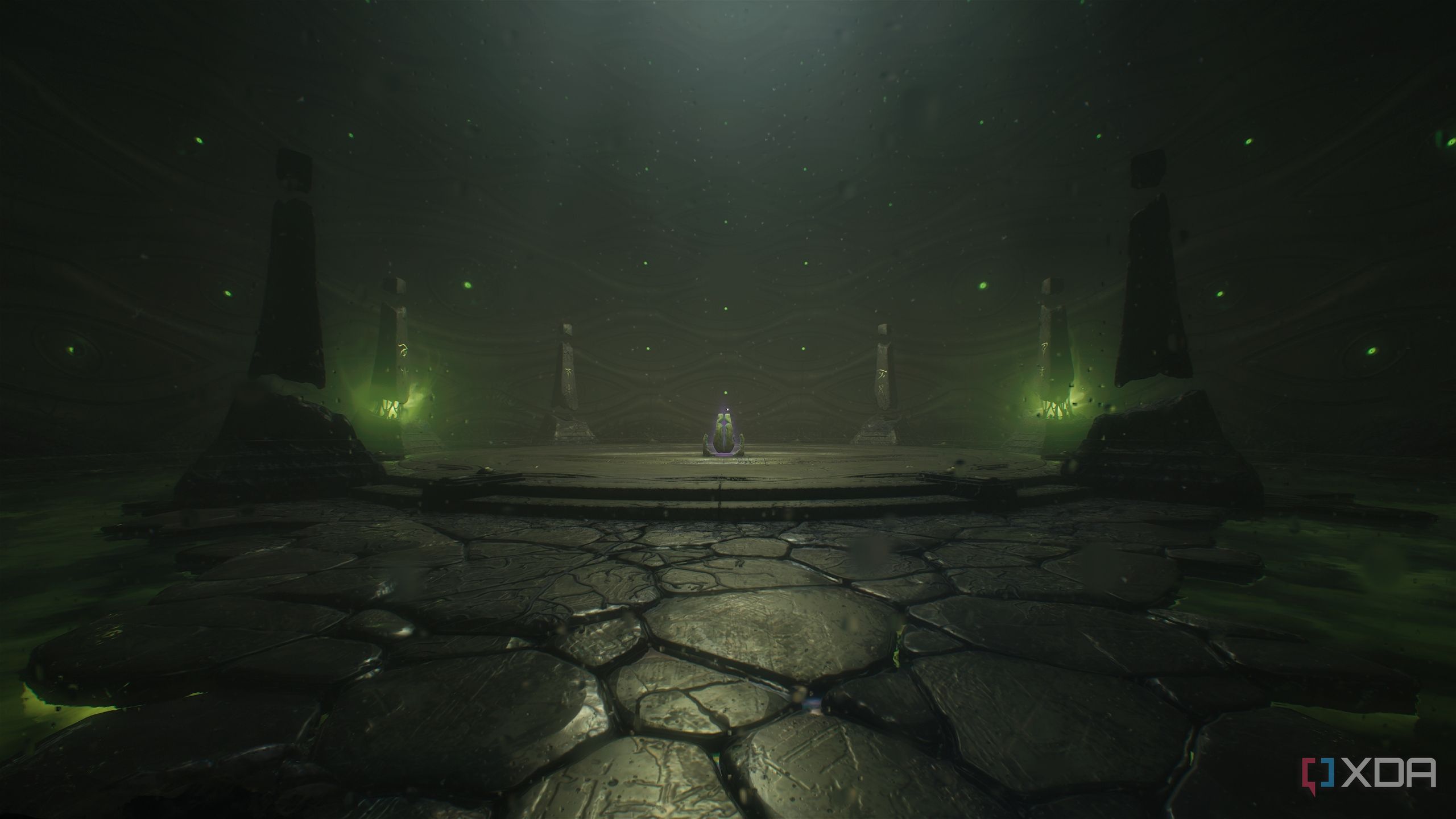 A cosmic platform with a switch in chapter 15 of Doom: The Dark Ages.