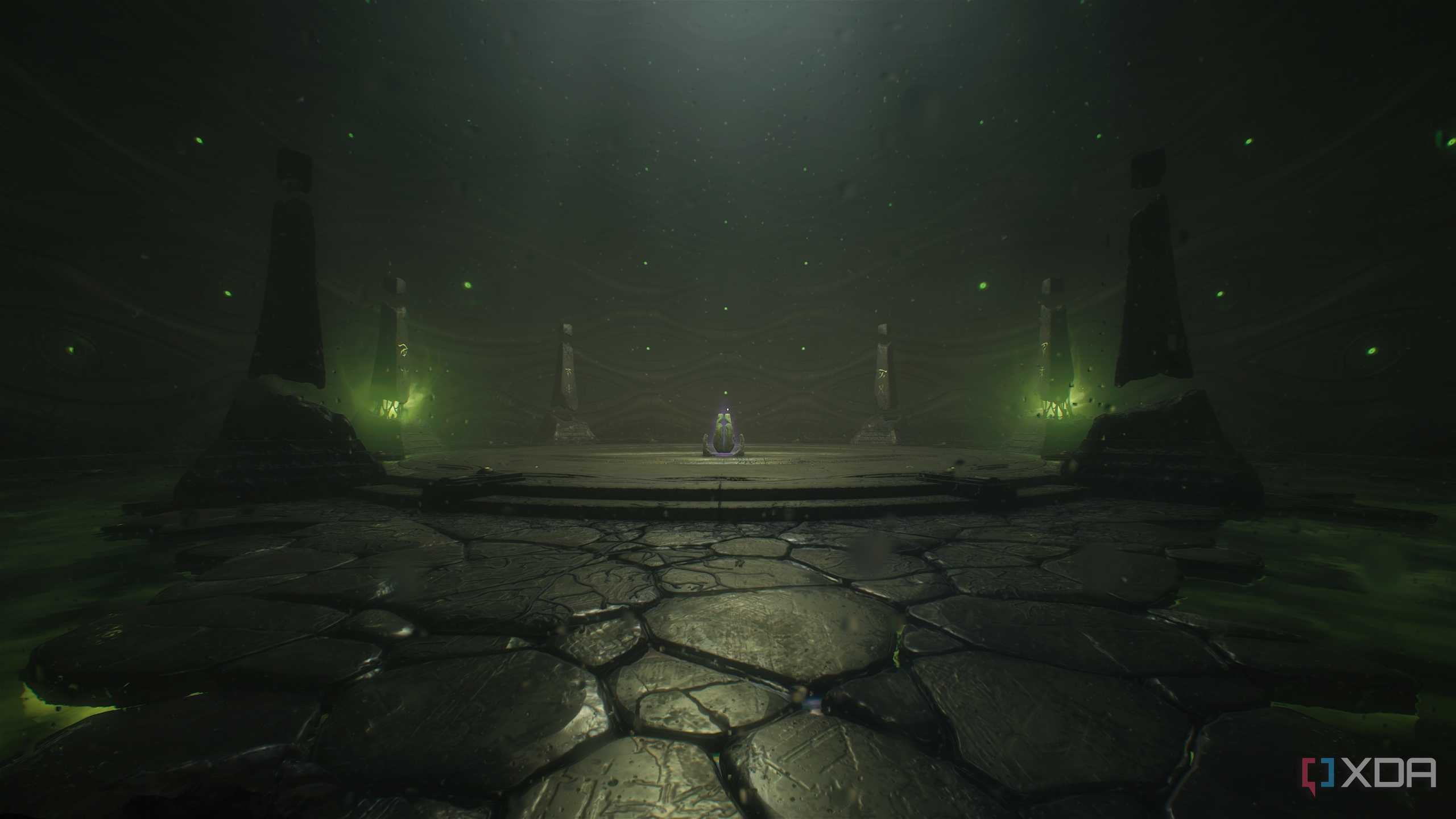 A cosmic platform with a switch in chapter 15 of Doom: The Dark Ages.
