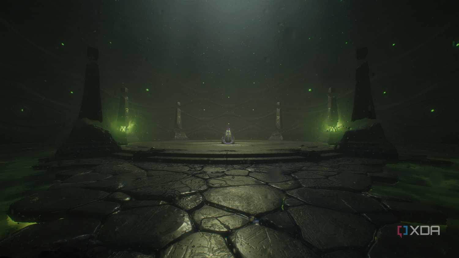 A cosmic platform with a switch in chapter 15 of Doom: The Dark Ages.