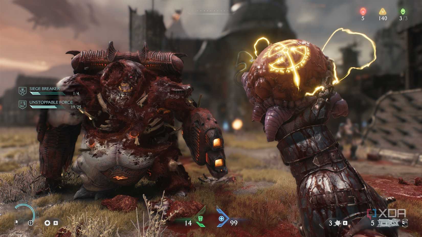 An ammo upgrade and a dead Mancubus in Doom: The Dark Ages.