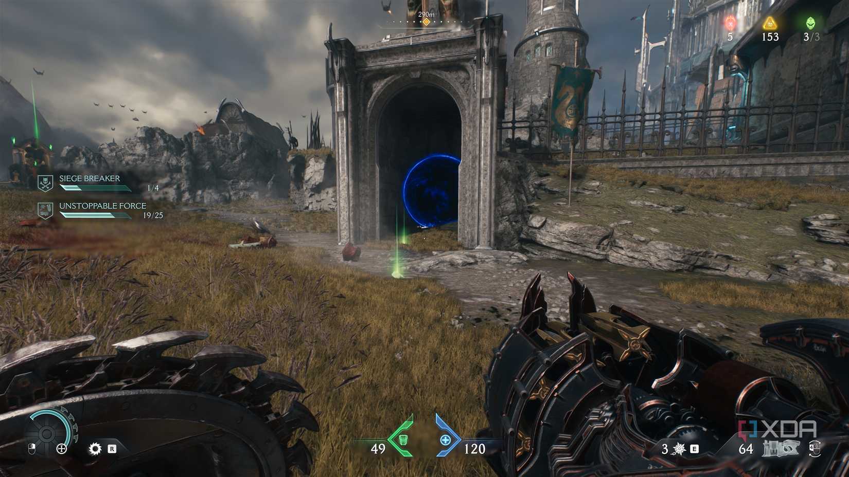 A blue teleporter in Doom: The Dark Ages.