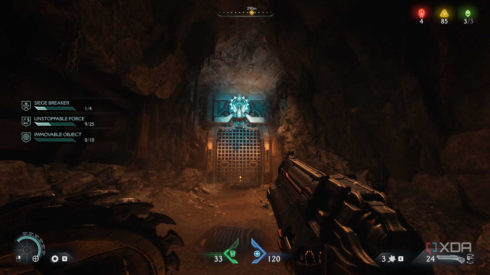 A blue energy node in Doom: The Dark Ages.