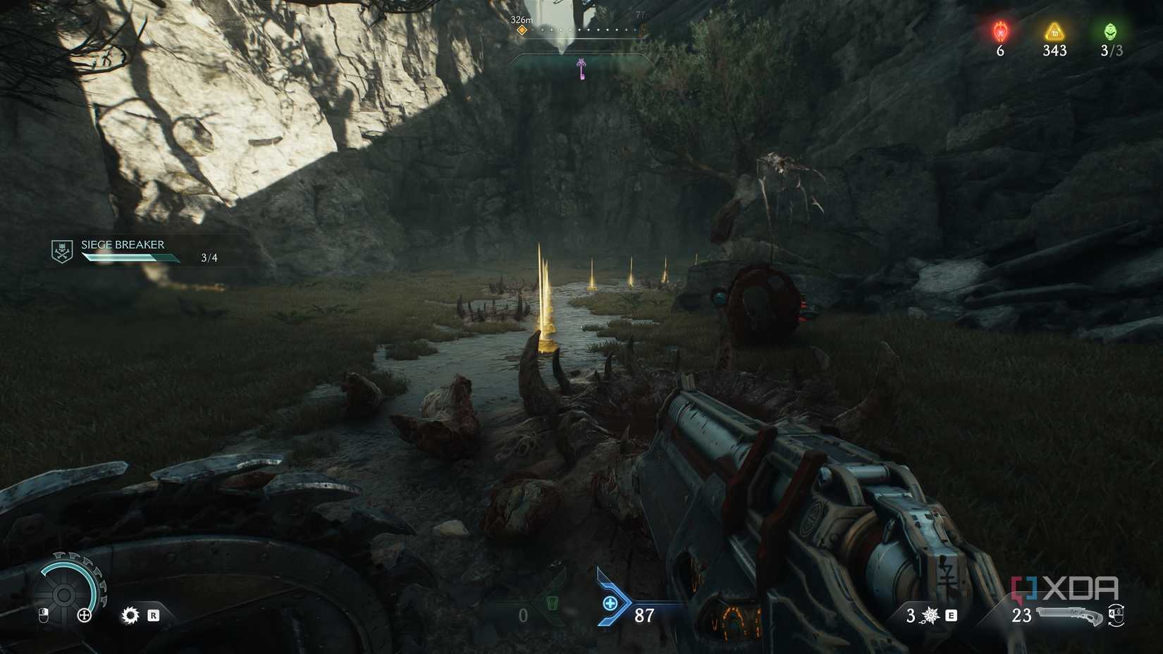 Gold bars lined up on the ground in Doom: The Dark Ages.