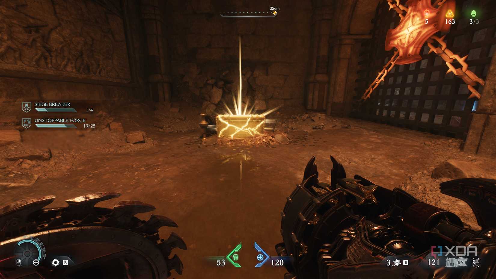 A gold crate in Doom: The Dark Ages.