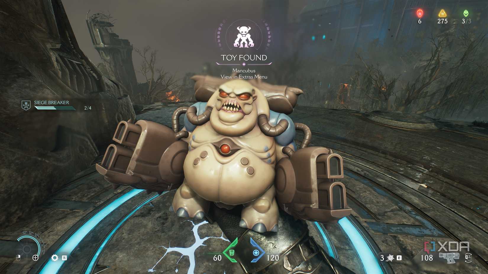 The Mancubus collectible toy in Doom: The Dark Ages.
