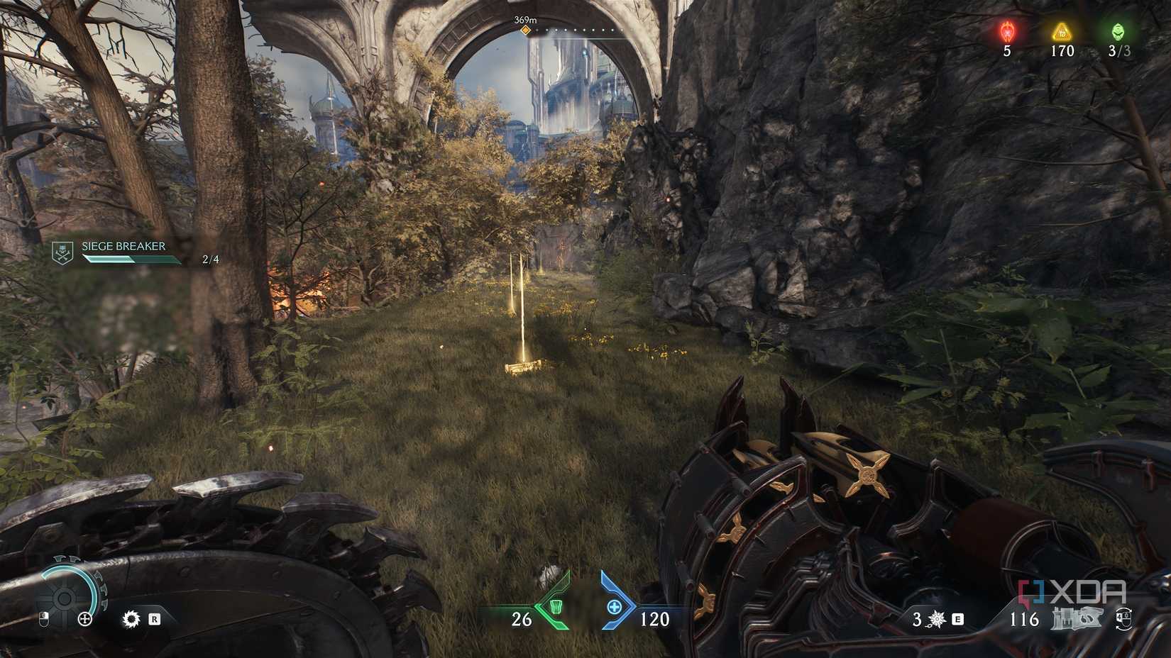 Gold bars lined on the ground in Doom: The Dark Ages.