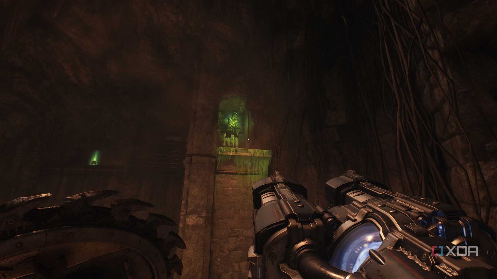 A green flesh node above in Doom: The Dark Ages.