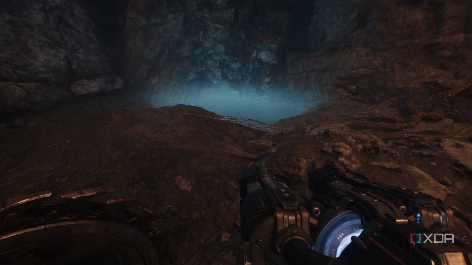 A small water opening in Doom: The Dark Ages.