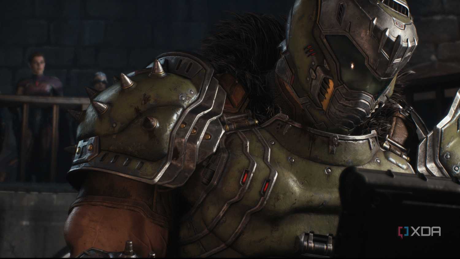 Commander Thira talking to the Doom Hunter in Doom: The Dark Ages.