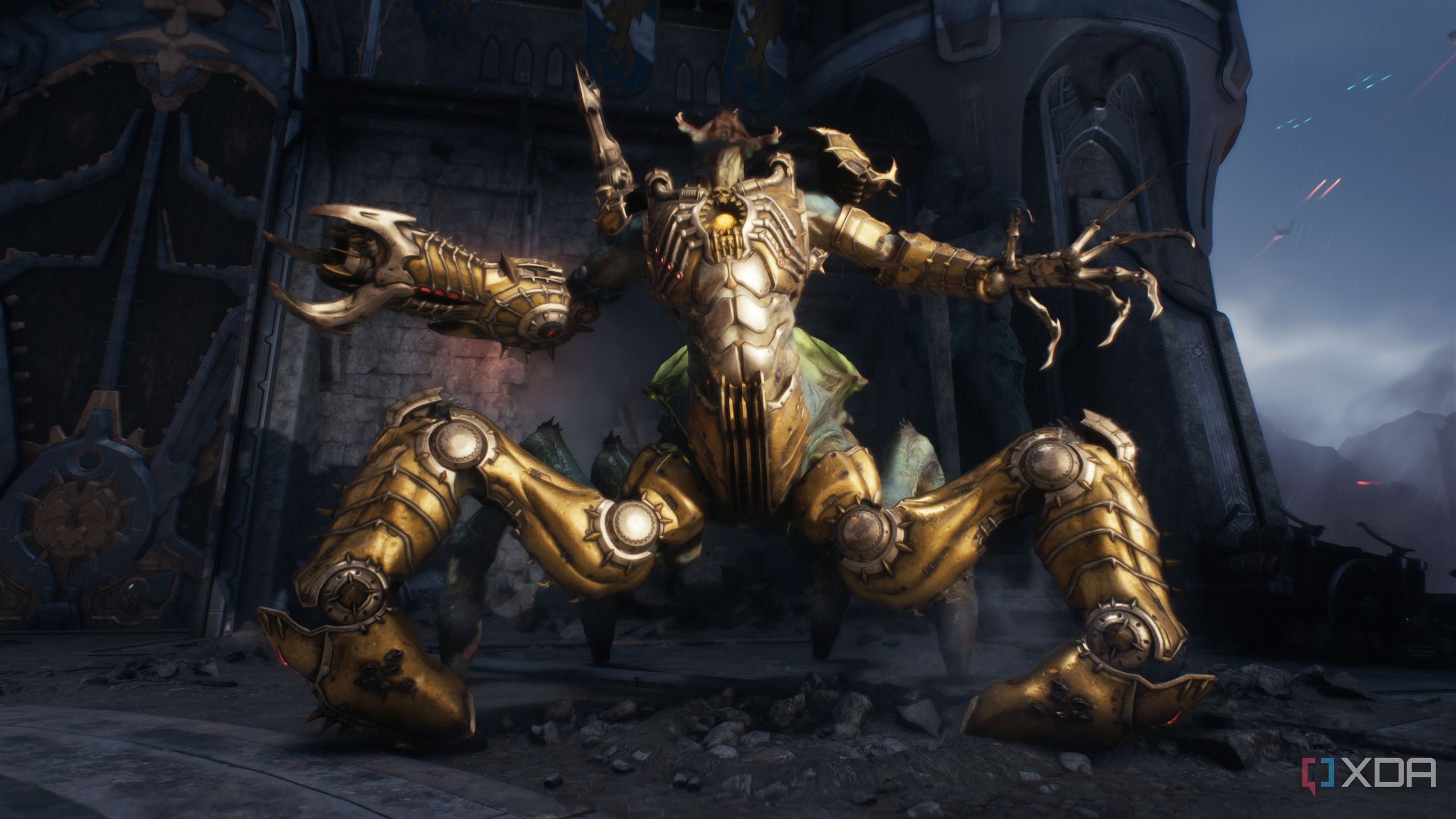 A gold-armored Vagary Champion in Doom: The Dark Ages.