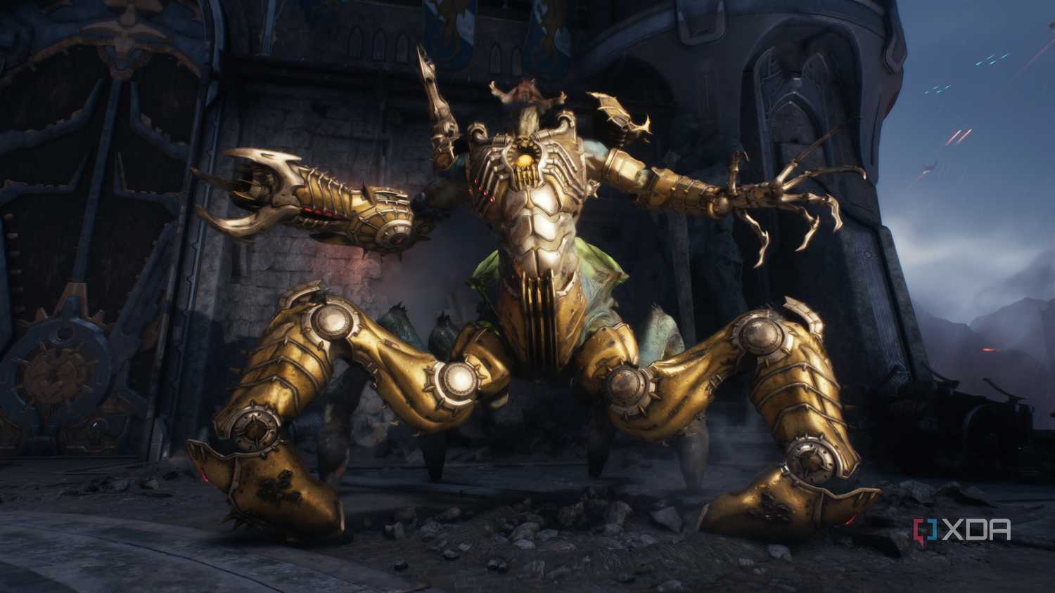 A gold-armored Vagary Champion in Doom: The Dark Ages.