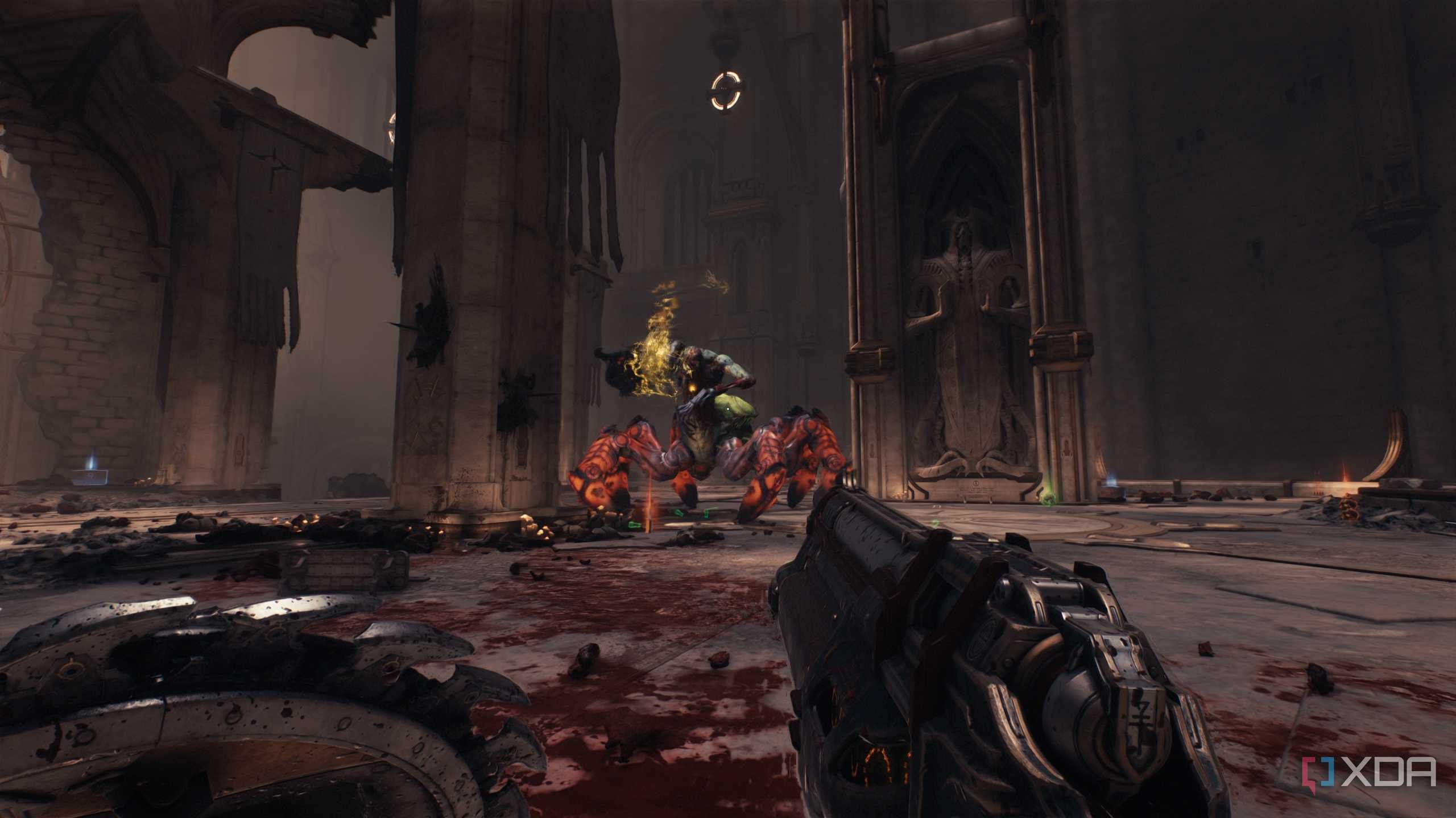 The Doom Slayer fighting a Vagary demon in Doom: The Dark Ages.