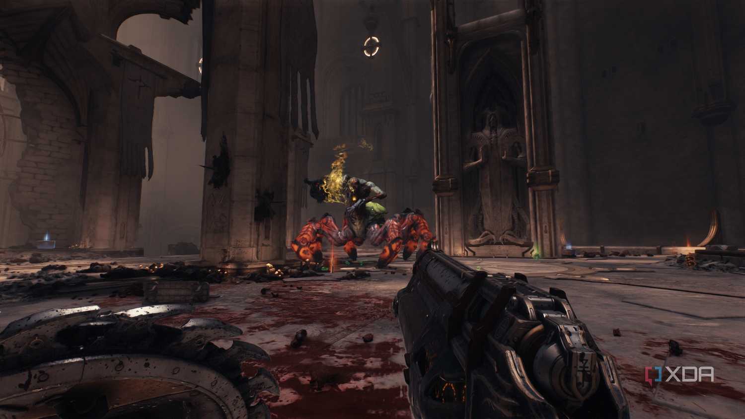 The Doom Slayer fighting a Vagary demon in Doom: The Dark Ages.