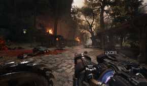 The medieval fantasy setting environment in Doom: The Dark Ages.