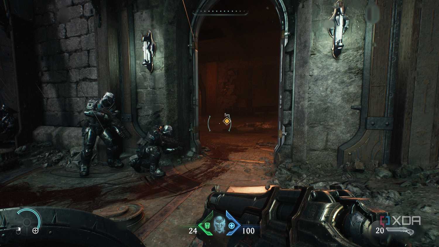 The interiors of a medieval castle in Doom: The Dark Ages.