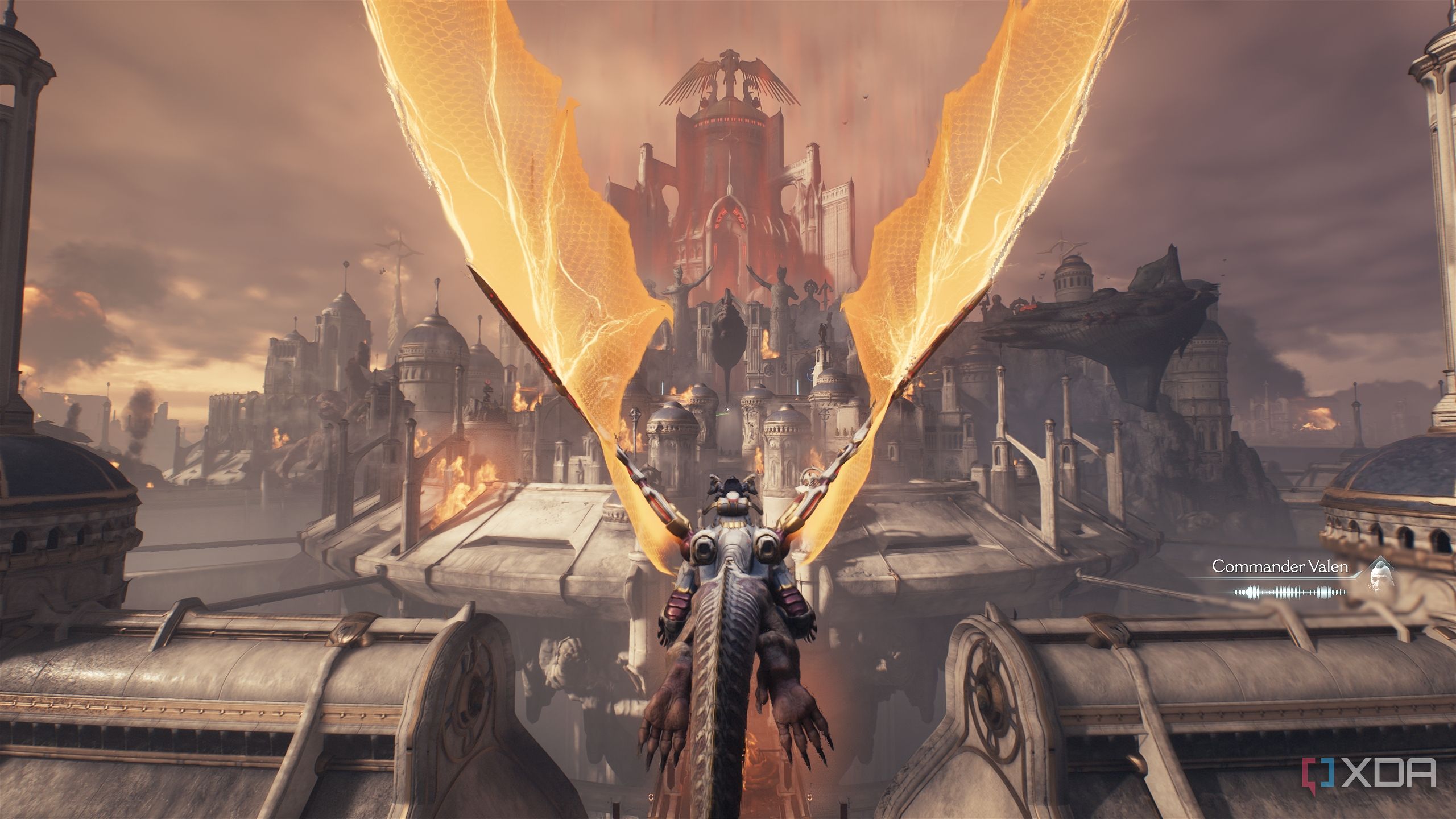 The dragon Serrat flying in Aratum in Doom: The Dark Ages.