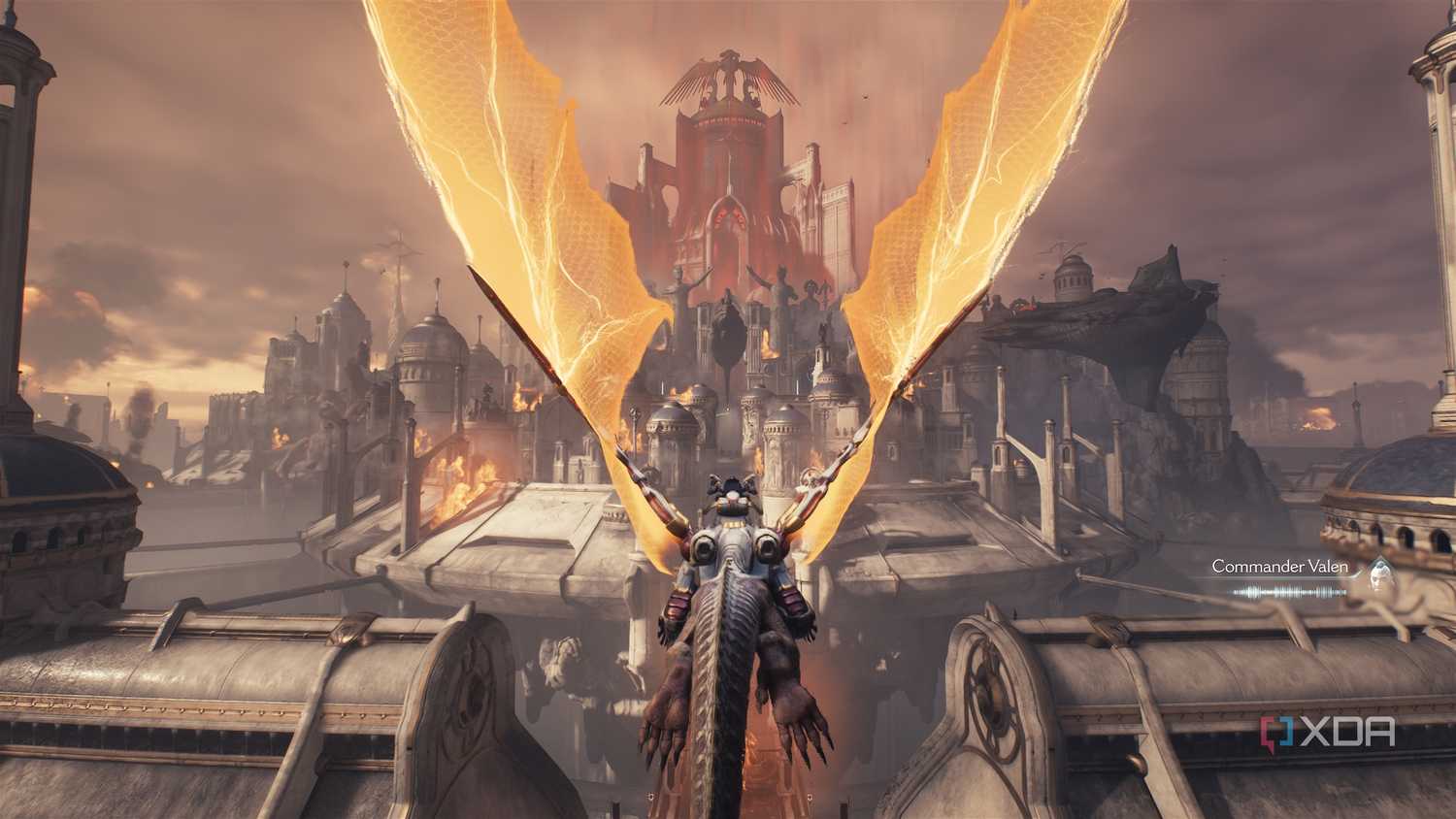 The dragon Serrat flying in Aratum in Doom: The Dark Ages.