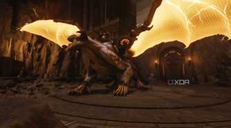 The dragon Serrat with gold wings in Doom: The Dark Ages.
