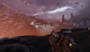 Army ships flying in the sky in Doom: The Dark Ages.