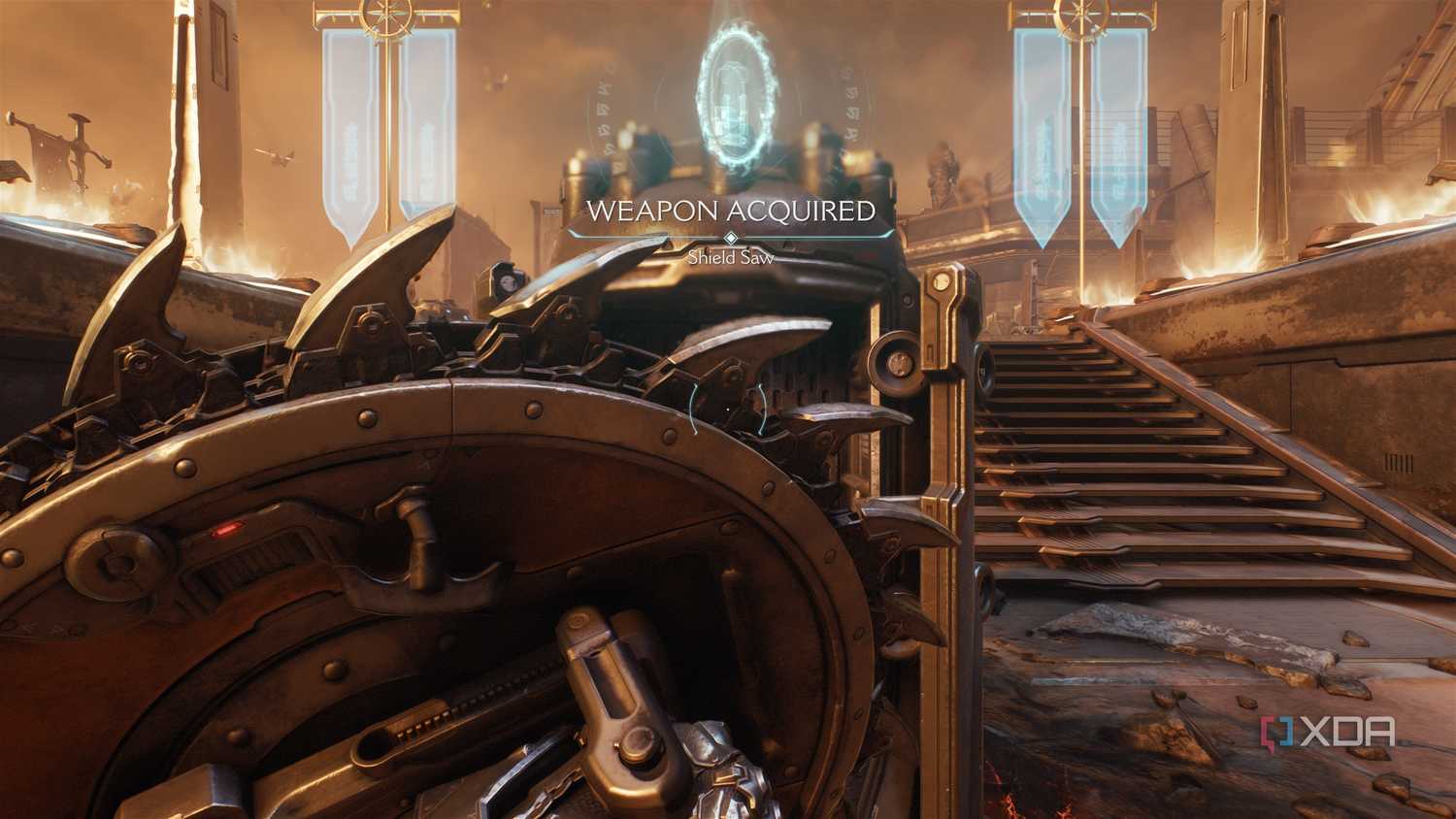 The Shield Saw being acquired in Doom: The Dark Ages.